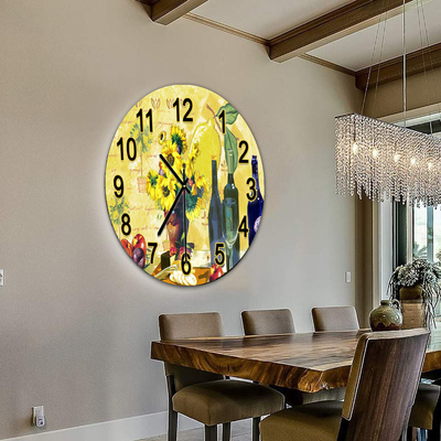Κουάρτζος Τύπος Κινητικότητα Custom Sublimation Glass Decor UV ρολόι για υπνοδωμάτιο και μπάνιο