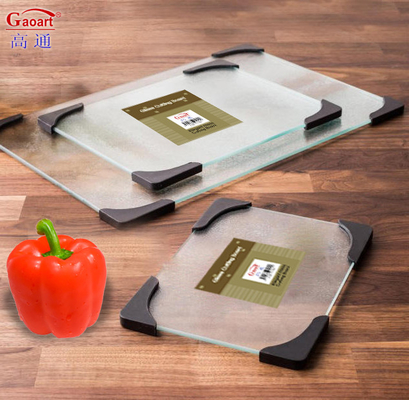 Όλες οι εποχές Placemat λειτουργία κουζίνα γυαλί κοπή σανίδας με 4Pcs γωνίες θερμαινόμενο σχεδιασμό