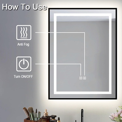 4mm αδιάβροχο καθρέφτη μπάνιου LED με διακόπτη οθόνης αφής και ασημένιο καθρέφτη